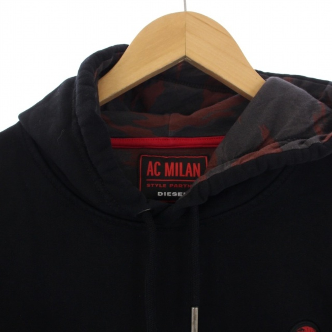 DIESEL(ディーゼル)のDIESEL AC MILAN パーカー スウェット 長袖 ロゴ XS 黒 メンズのトップス(パーカー)の商品写真