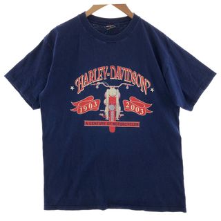 ハーレーダビッドソン(Harley Davidson)の古着 00年代 ハーレーダビッドソン Harley-Davidson 両面プリント モーターサイクル バイクTシャツ メンズL  /eaa381941(Tシャツ/カットソー(半袖/袖なし))