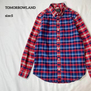 トゥモローランド(TOMORROWLAND)のトゥモローランド　切替オックスフォードチェックシャツ　赤青　S 再構築(シャツ)