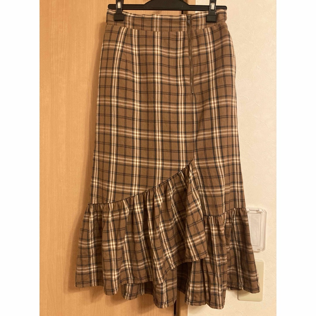 Sugar spoon(シュガースプーン)のシュガースプーン　 マーメイド　ロングスカート チェック柄 ブラウン レディースのスカート(ロングスカート)の商品写真