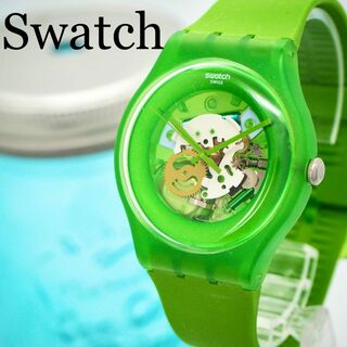 スウォッチ(swatch)の632【美品】スウォッチ時計　レディース腕時計　メンズ腕時計　スケルトン　緑(腕時計(アナログ))