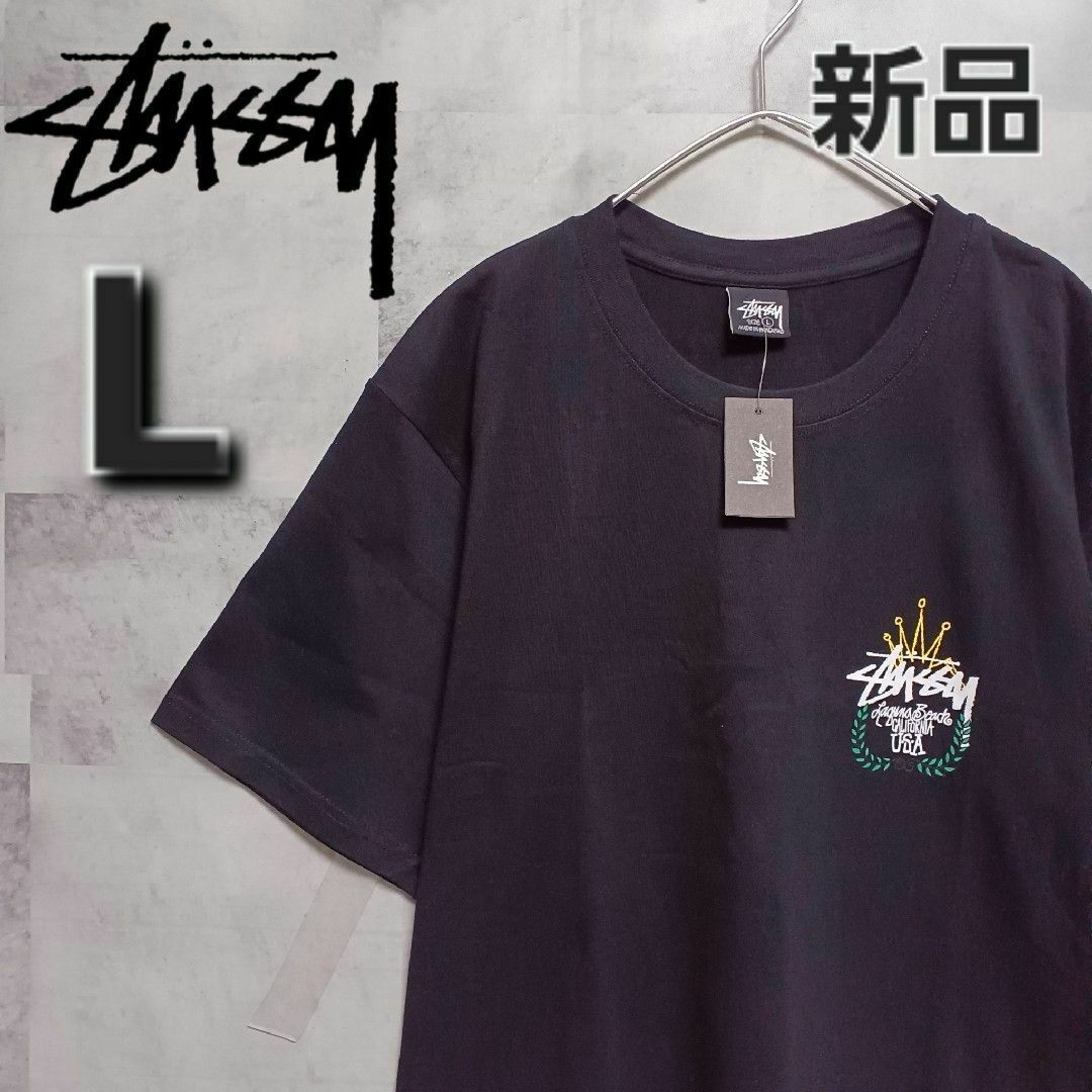 STUSSY(ステューシー)の✨新品✨ STUSSY ブラック【LB WREATH STUSSY TEE】L メンズのトップス(Tシャツ/カットソー(半袖/袖なし))の商品写真