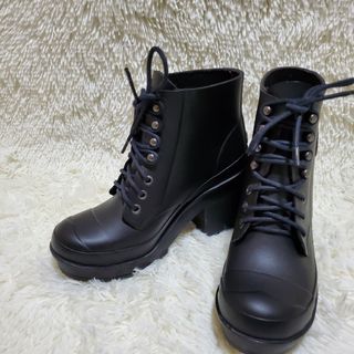 ハンター(HUNTER)の【美品】HUNTER　 レインブーツ　ヒールブーツ　黒　梅雨　雨　雨の日用(レインブーツ/長靴)