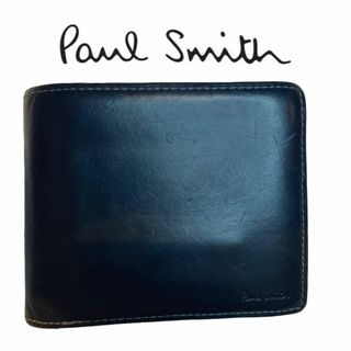 ポールスミス(Paul Smith)の即日発送 美品 PaulSmith 二つ折り 財布 マルチストライプ レザー 黒(折り財布)