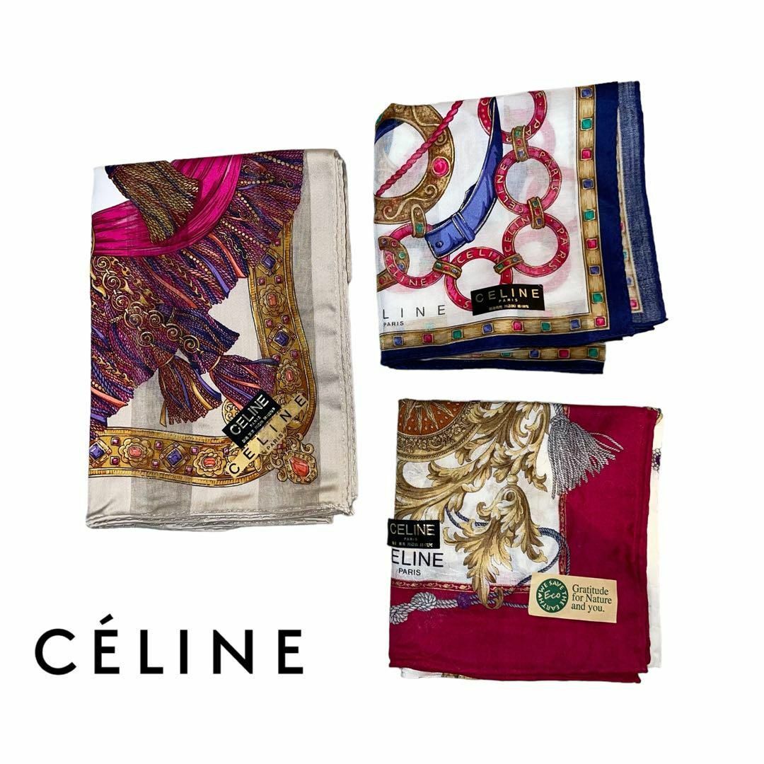 celine(セリーヌ)の即日発送‼️ CELINE ハンカチ 3枚 綿100% レディースのファッション小物(ハンカチ)の商品写真