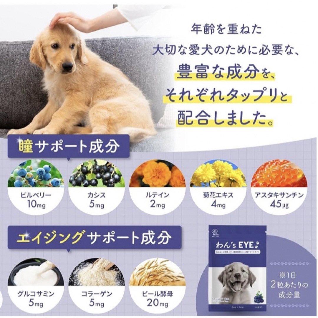 わんちゃん 瞳 サプリメント 健康維持 犬用 栄養補完食 愛犬 ペット用 その他のペット用品(犬)の商品写真