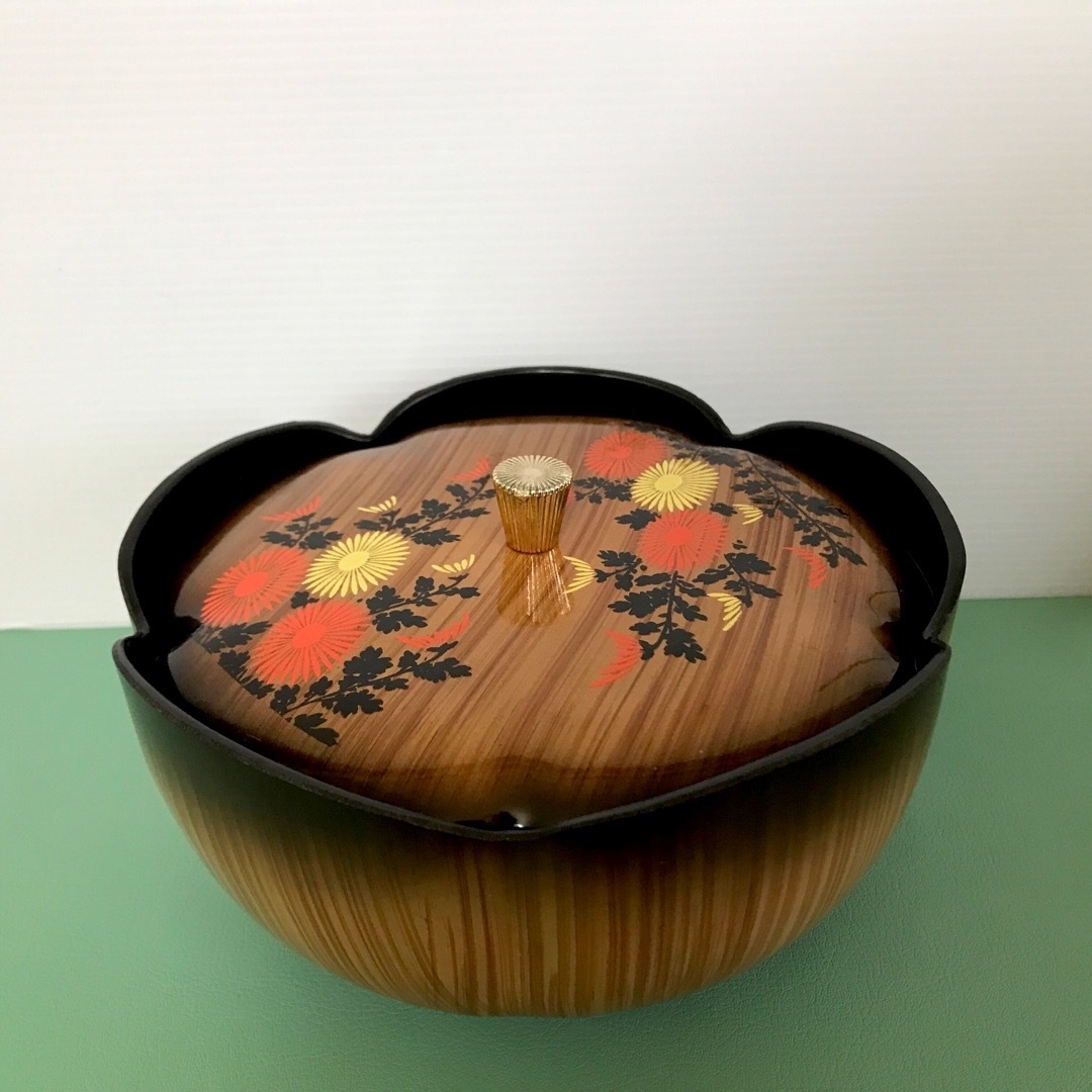 山中塗 近代漆器 菓子器 菓子鉢 菓子皿 菊絵 セット インテリア/住まい/日用品のキッチン/食器(食器)の商品写真