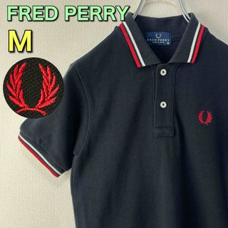 フレッドペリー(FRED PERRY)の人気　フレッドペリー　ポロシャツ　レディース　黒　赤　白　M 古着(ポロシャツ)