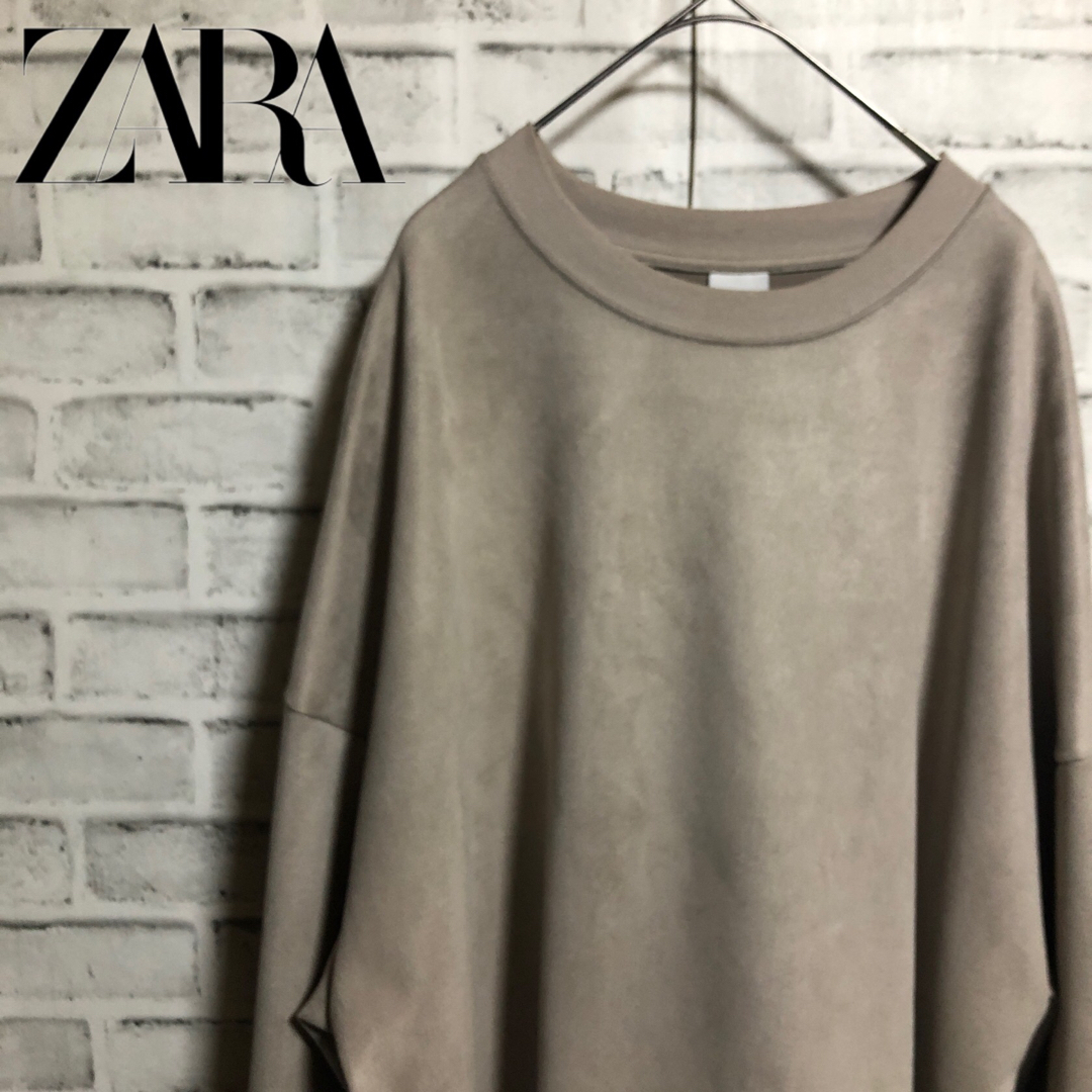 ZARA(ザラ)のZARA⭐️ エンブロイダリーテキスト スウェットシャツ XXL 刺繍 ブラウン メンズのトップス(スウェット)の商品写真