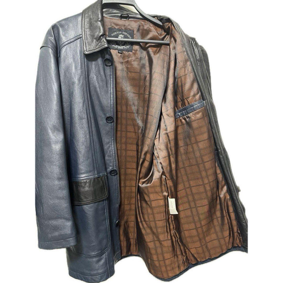 【希少】90’s レザーコート  MERTON OXFORD ヴィンテージ 本革 メンズのジャケット/アウター(レザージャケット)の商品写真
