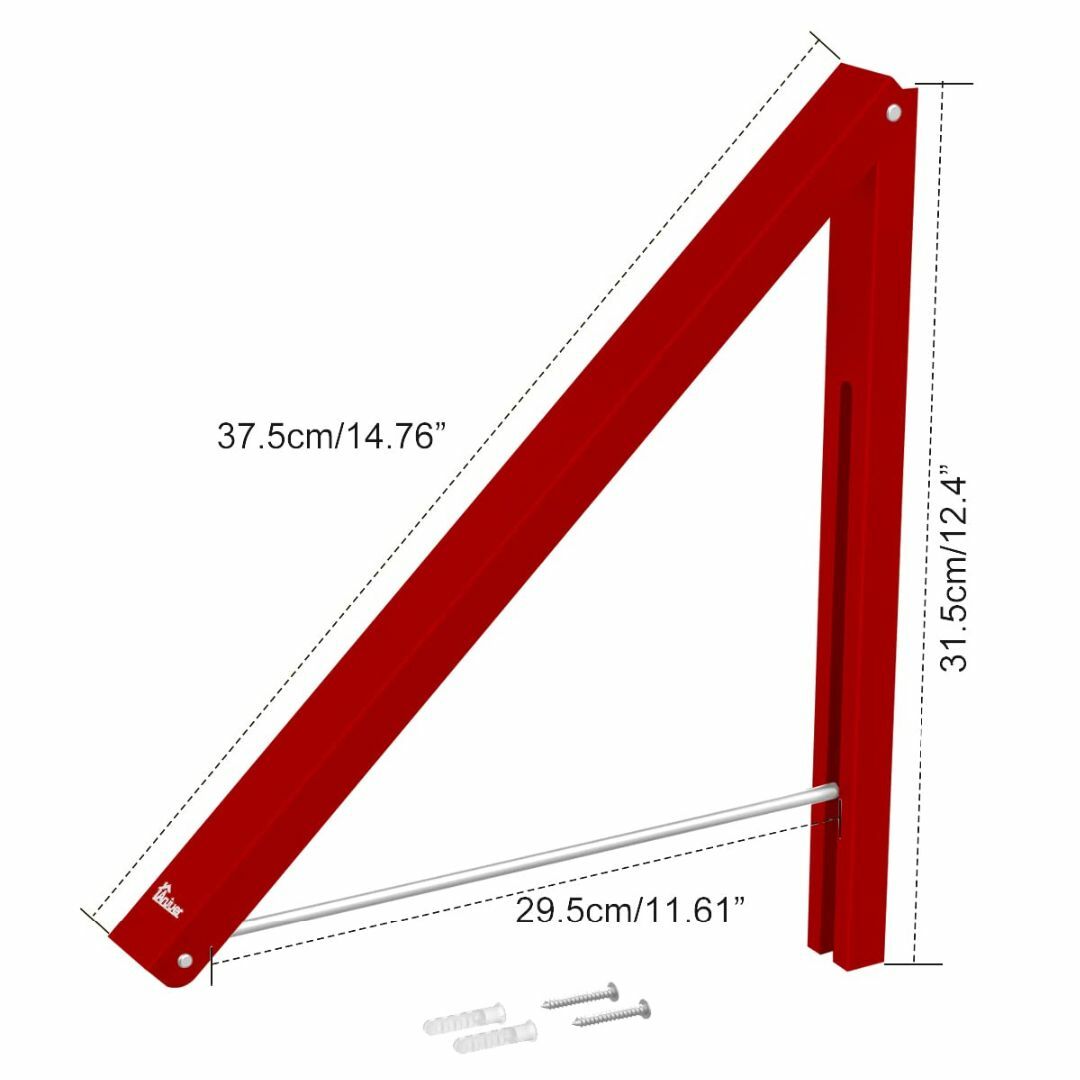 【色: レッド】Anjuer 折り畳みハンガーラック ウォールハンガー 壁取り付 インテリア/住まい/日用品の収納家具(その他)の商品写真