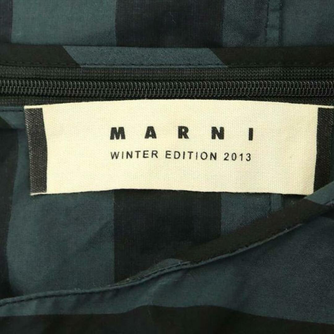 Marni(マルニ)のマルニ ストライプ柄ワンピース 七分袖 ミモレ丈 ロング 38 黒 ブラック 緑 レディースのワンピース(ロングワンピース/マキシワンピース)の商品写真