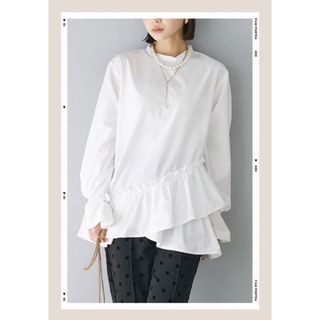 再入荷　ブロードアシメフリルブラウス　frene 人気　(シャツ/ブラウス(長袖/七分))