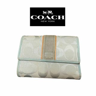 コーチ(COACH)の即日発送❗️ COACH 二つ折り財布 水色 キャンバス(財布)