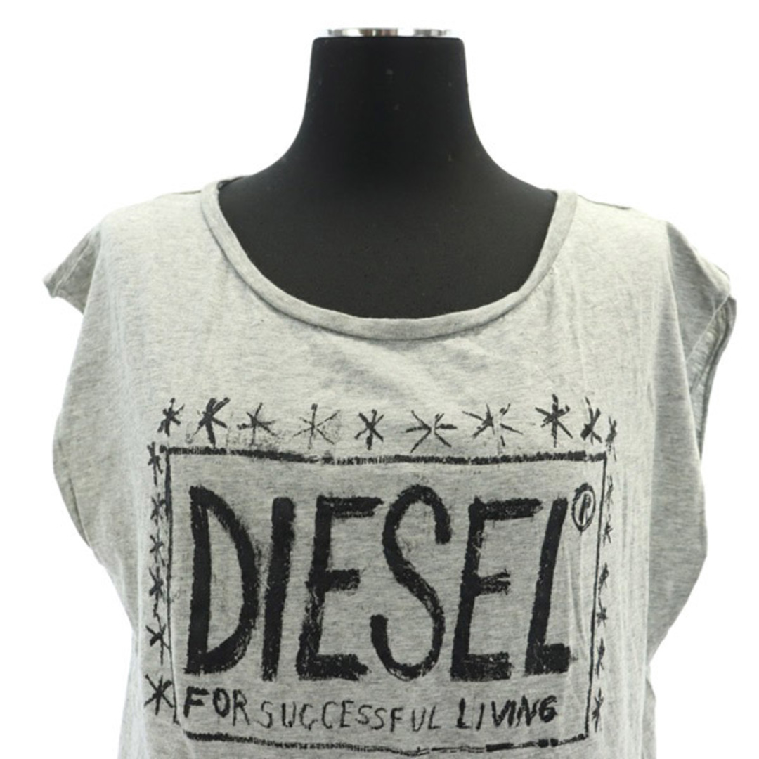 DIESEL(ディーゼル)のディーゼル ロゴ ノースリーブ カットソー プリント カットオフ コットン レディースのトップス(カットソー(半袖/袖なし))の商品写真