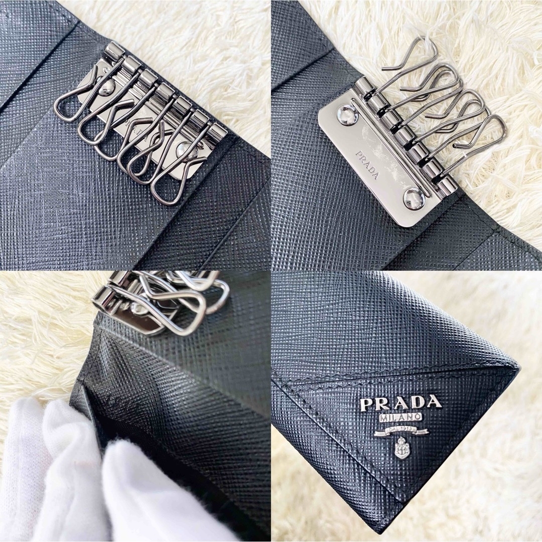 PRADA(プラダ)の現行✨RFID搭載 PRADA プラダ サフィアーノ キーケース NERO レディースのファッション小物(キーケース)の商品写真