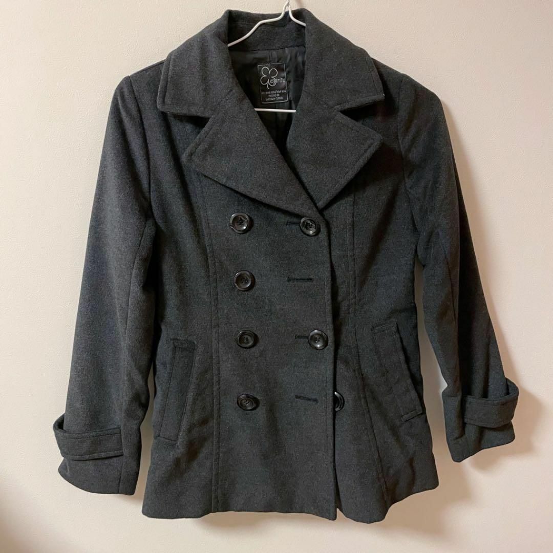 espiritu黒ブラック ジャケット M 上着 防寒 ショートミドル Pコート レディースのジャケット/アウター(その他)の商品写真