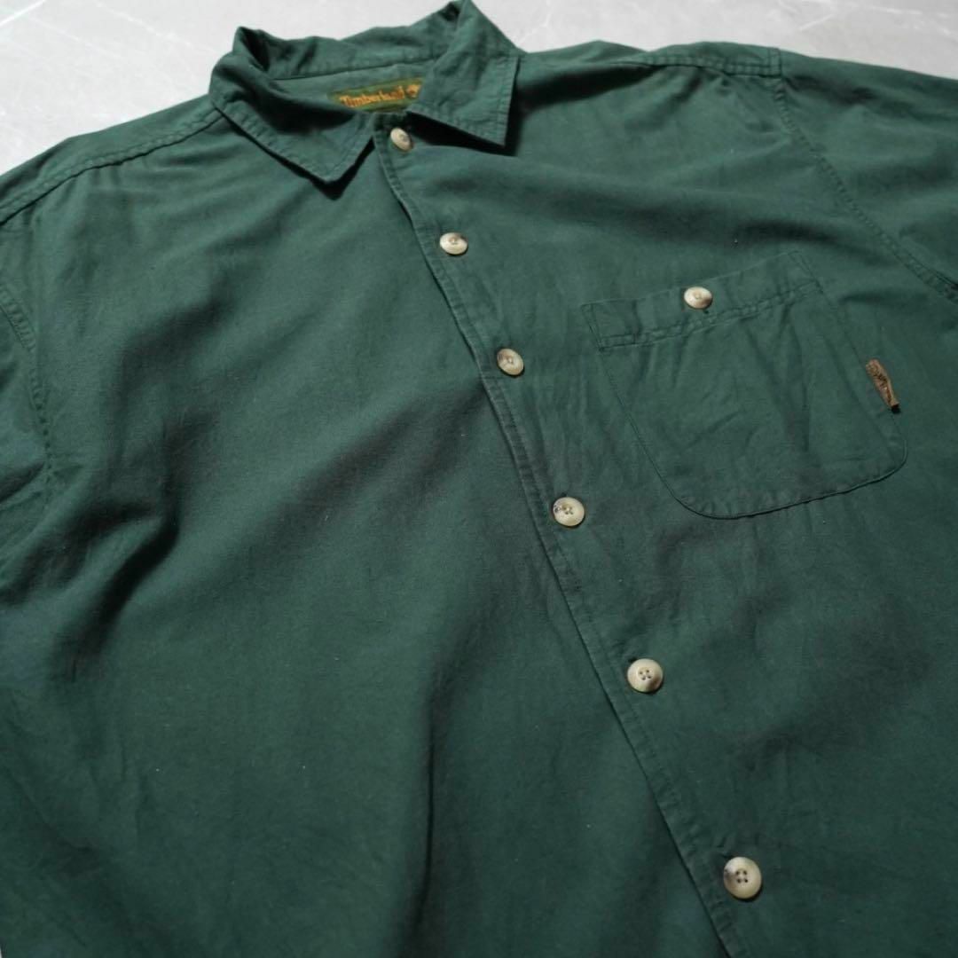 Timberland(ティンバーランド)のMサイズ　ティンバーランド　半袖シャツ　90s グリーン　コットン メンズのトップス(シャツ)の商品写真