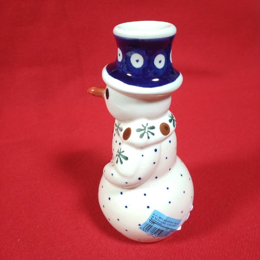 Polish Pottery(ポーリッシュポタリー)のポーリッシュポタリー　スノーマン　置物　ロウソクたて　雪だるま インテリア/住まい/日用品のインテリア小物(置物)の商品写真