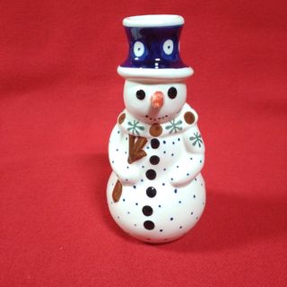 ポーリッシュポタリー(Polish Pottery)のポーリッシュポタリー　スノーマン　置物　ロウソクたて　雪だるま(置物)