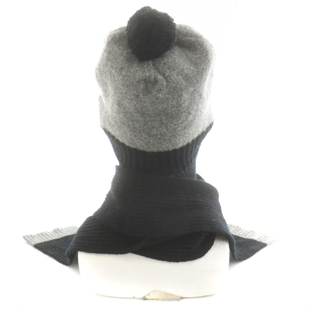 フェアファックス FAIRFAX ニット帽マフラー 帽子 ウール グレー 黒 メンズのファッション小物(マフラー)の商品写真