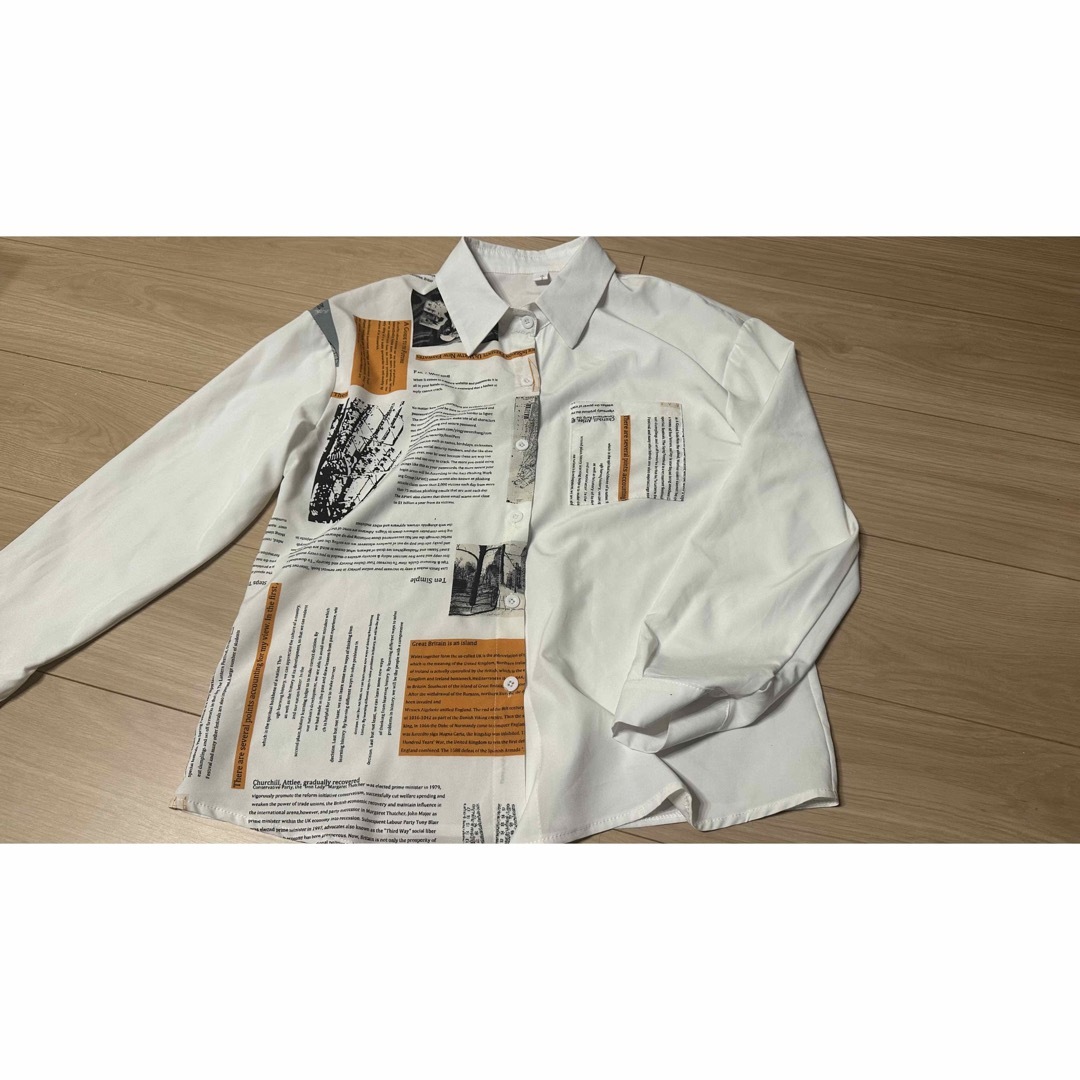 ボタンシャツ ブラウス ホワイト  レディース トップス 長袖 襟付き レディースのトップス(シャツ/ブラウス(長袖/七分))の商品写真