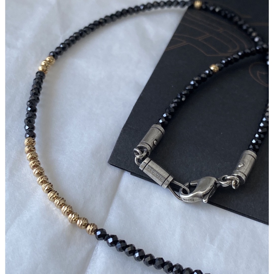 S.O.S fp(エスオーエスエフピー)のSJX ネックレス BLACK&GOLD GLITTERブラックスピネル K18 メンズのアクセサリー(ネックレス)の商品写真