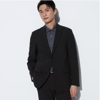 UNIQLO - UNIQLO 感動ジャケット ウールライク M ブラック 455074