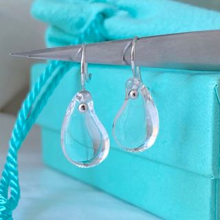 Tiffany & Co. - ティファニー PT950 ティアドロップ ピアス クリスタル プラチナ