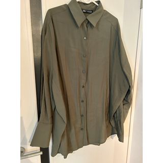 ZARA - ZARA シャツ　カーキ 長袖シャツブラウス