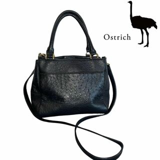 オーストリッチ(OSTRICH)の即日発送 極美品 Ostrich ハンドバッグ ショルダーバッグ 2way 黒(ショルダーバッグ)