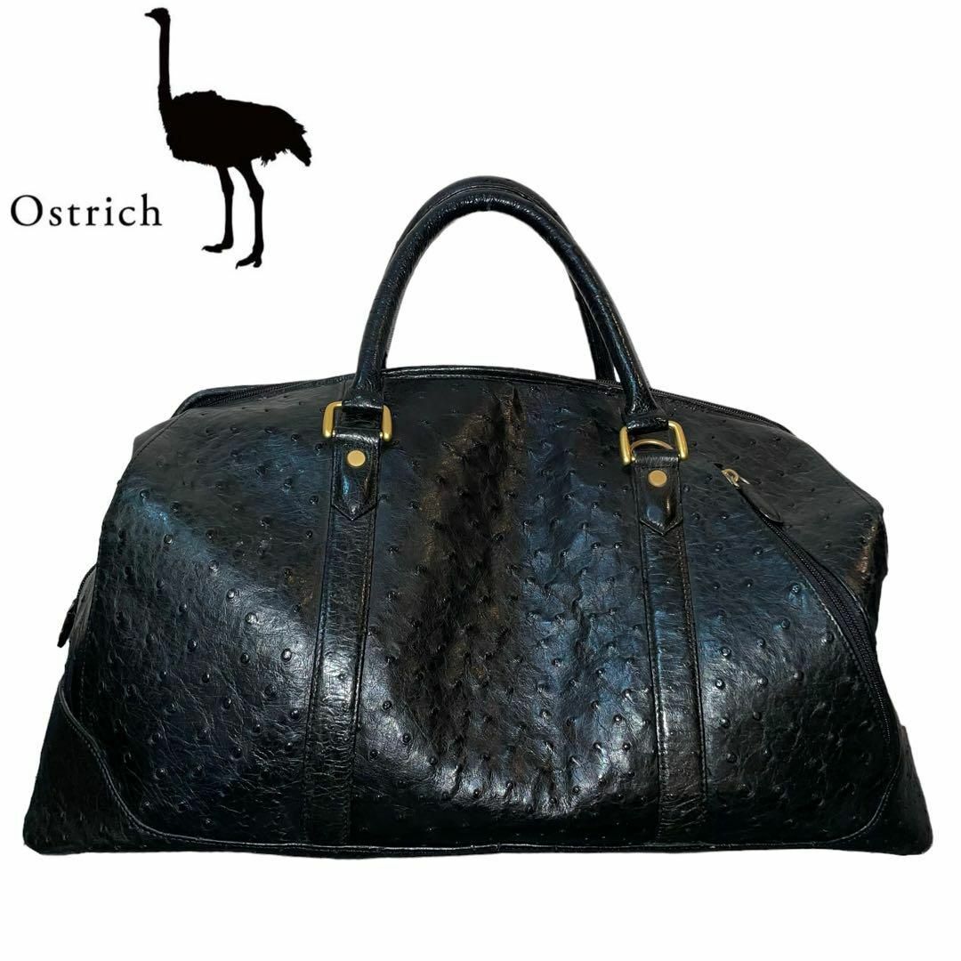OSTRICH(オーストリッチ)の即日発送 極美品 Ostrich ボストンバッグ 黒 本革 スウェード メンズのバッグ(ボストンバッグ)の商品写真