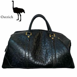 オーストリッチ(OSTRICH)の即日発送 極美品 Ostrich ボストンバッグ 黒 本革 スウェード(ボストンバッグ)