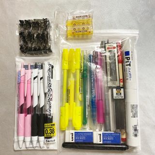 ミツビシエンピツ(三菱鉛筆)のボールペン他セットuniジェットストリームZEBRAシャープペンシル蛍光ペンのり(ペン/マーカー)