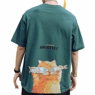 [Easykode] Tシャツ メンズ 半袖 夏服 かわいい トップス 猫 ティ(その他)