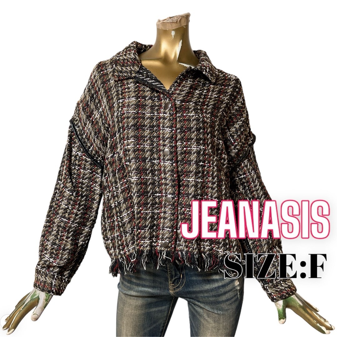 JEANASIS(ジーナシス)のJEANASIS ♥ 激かわ ツイード フリンジ 薄手 ジャケット レディースのジャケット/アウター(その他)の商品写真