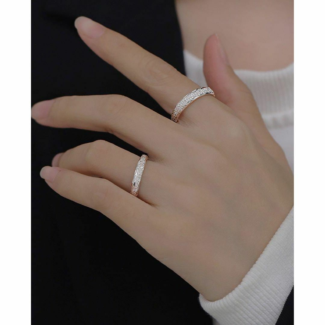 AR0040【２点セット】ペアリング 指輪 S925 恋人 夫婦 カップル レディースのアクセサリー(リング(指輪))の商品写真