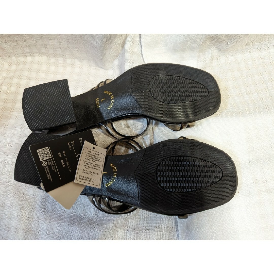 サンダル　クリアソール　太ソール　黒　スリッパ　ヒール レディースの靴/シューズ(サンダル)の商品写真