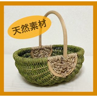 収納カゴ　収納バスケット　小物入れ　天然素材　木製　持ち手　ナチュラル雑貨　北欧(バスケット/かご)