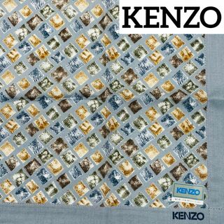 ケンゾー(KENZO)の未使用品 ★KENZO★ ハンカチ メンズ モザイク 綿混 グレー(ハンカチ/ポケットチーフ)