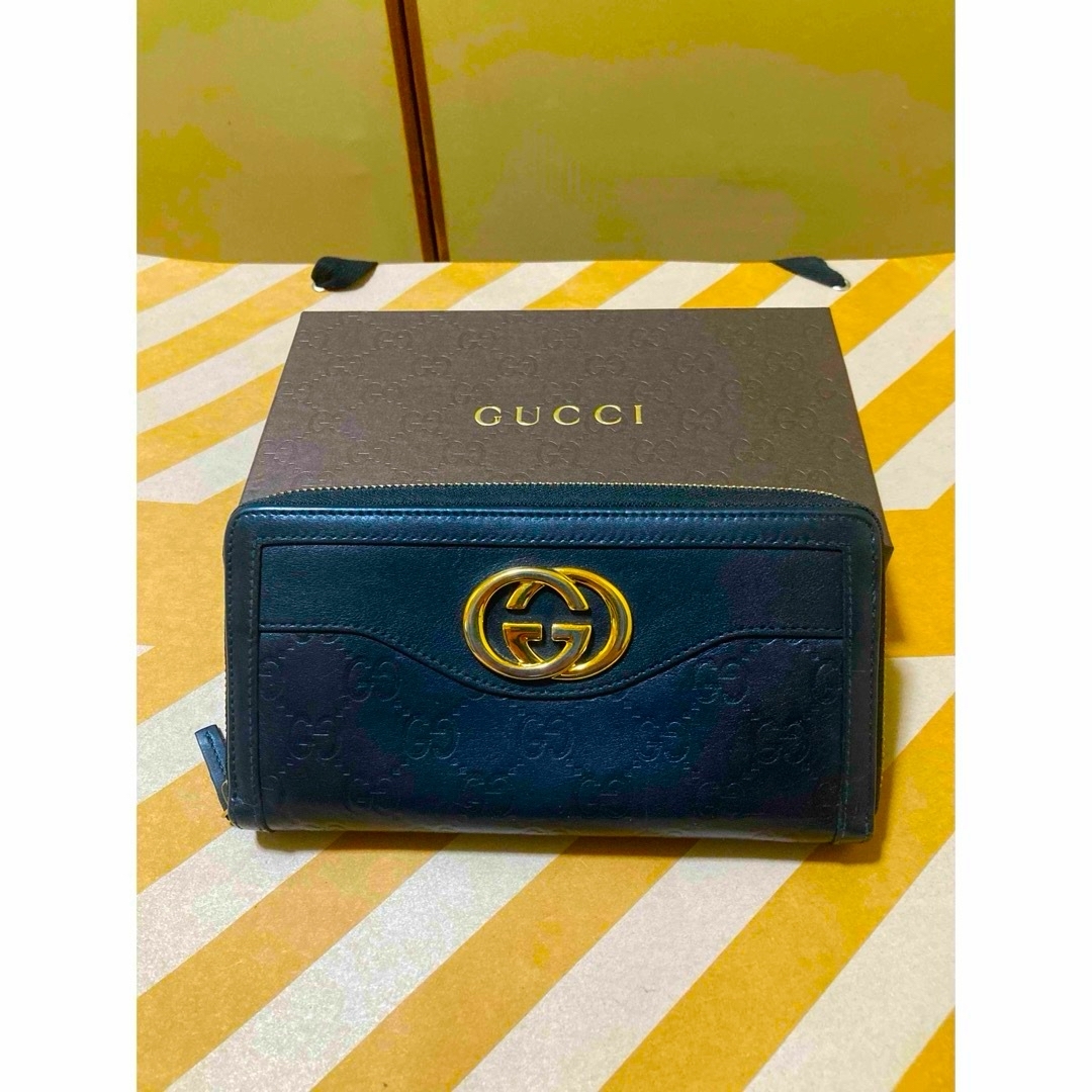 Gucci(グッチ)のまるふくさん専用！グッチ長財布､黒､革製 レディースのファッション小物(財布)の商品写真