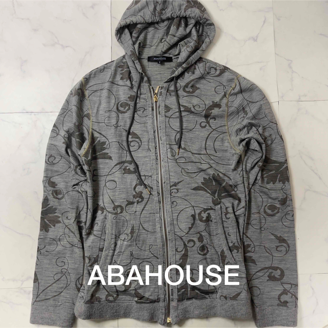 ABAHOUSE(アバハウス)のABAHOUSE メンズパーカー 薄手 総柄 ジップアップパーカー 日本製 メンズのトップス(パーカー)の商品写真