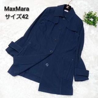 マックスマーラ(Max Mara)の＜大きいサイズ＞MAX&Co.　サイズ42　ロングコート　コットン　ネイビー(スプリングコート)