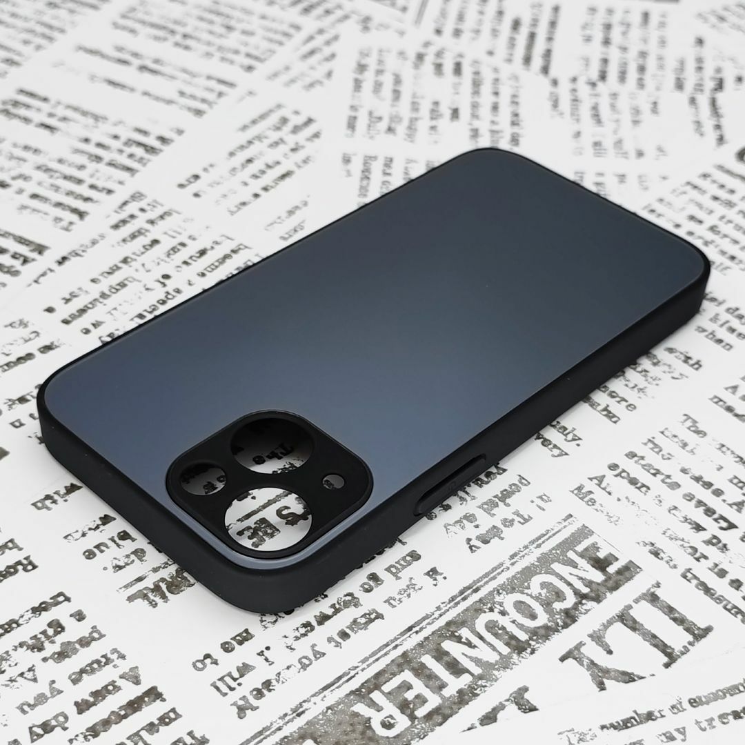 iPhone 13mini ガラス背面シリコンケース (22)ブラック スマホ/家電/カメラのスマホアクセサリー(iPhoneケース)の商品写真