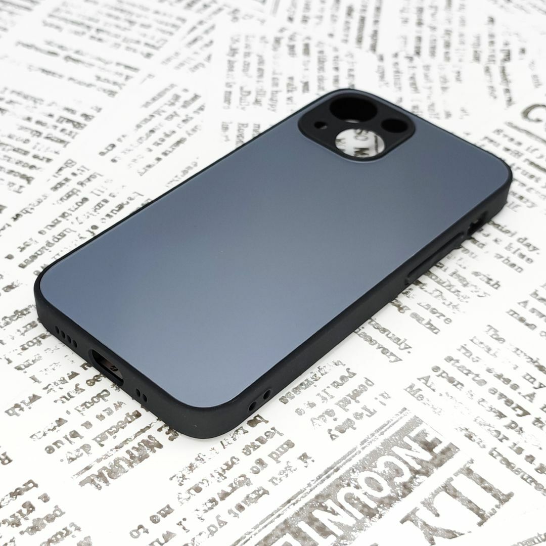 iPhone 13mini ガラス背面シリコンケース (22)ブラック スマホ/家電/カメラのスマホアクセサリー(iPhoneケース)の商品写真