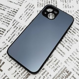 iPhone 13mini ガラス背面シリコンケース (22)ブラック