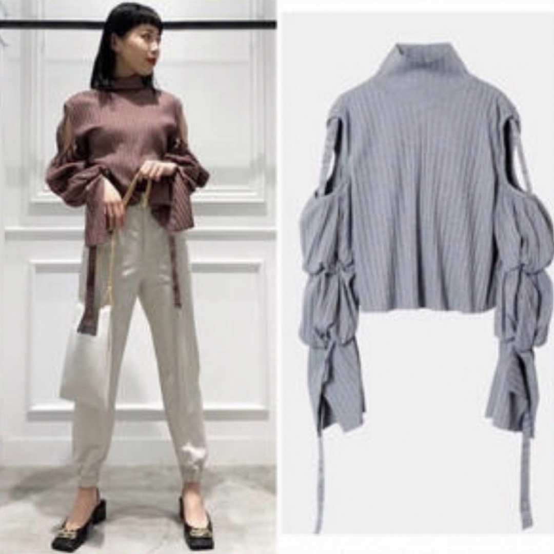 LE CIEL BLEU - IRENE アイリネ美品36リブコールドショルダー LE CIEL BLEU - IRENE アイリネ美品36リブコールドショルダー
