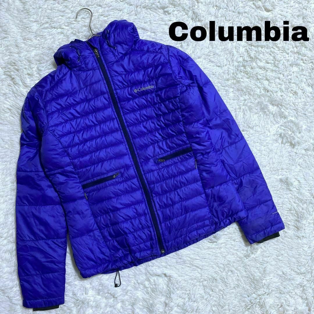 Columbia(コロンビア)のUS古着 コロンビア 中綿フーデッドジャケット ロゴ刺繍 ブルー c42 レディースのジャケット/アウター(その他)の商品写真