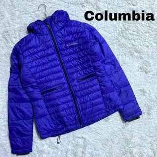 コロンビア(Columbia)のUS古着 コロンビア 中綿フーデッドジャケット ロゴ刺繍 ブルー c42(その他)