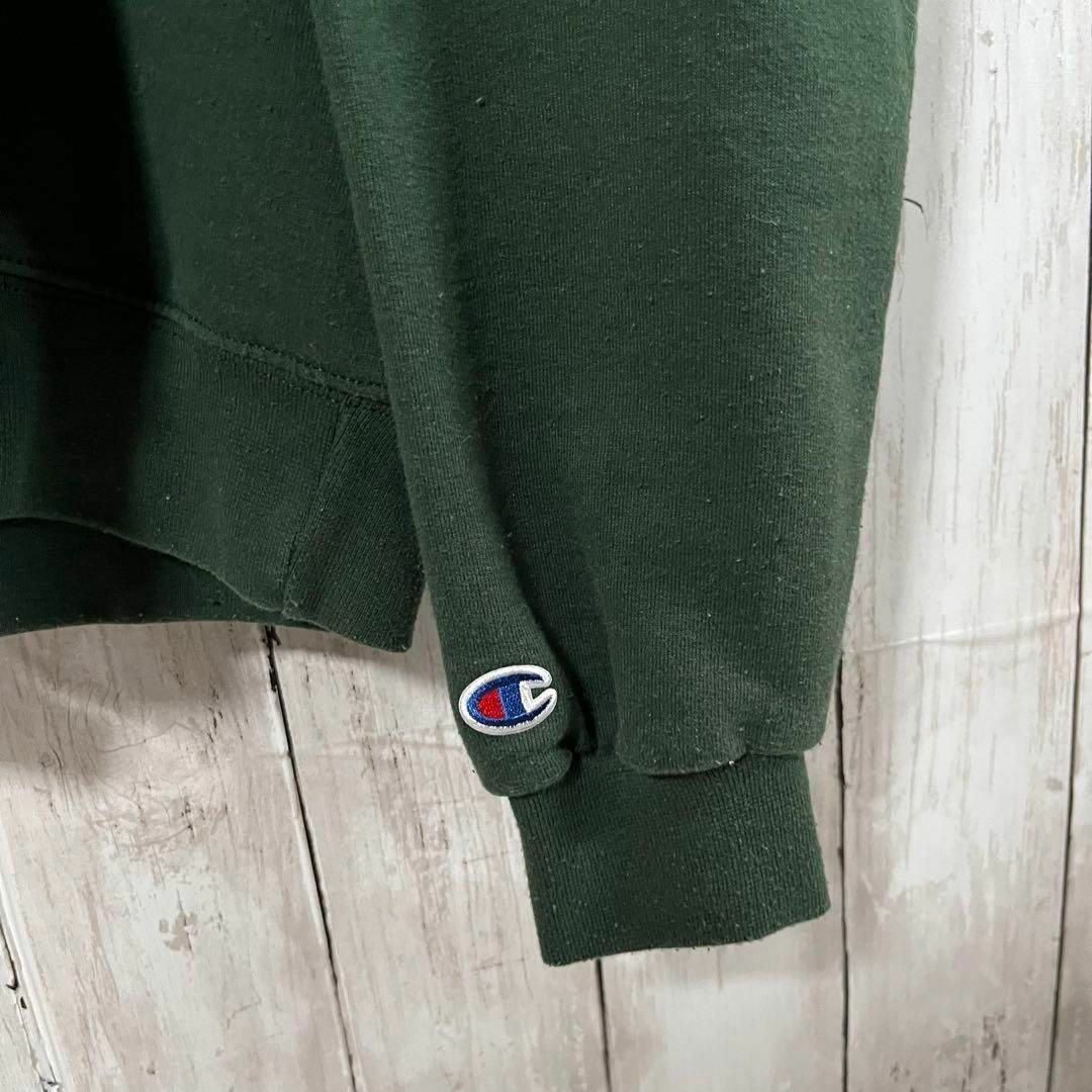 Champion(チャンピオン)のアメリカ古着　チャンピオン　カレッジバックプリントスエットパーカー　サイズL 緑 メンズのトップス(パーカー)の商品写真